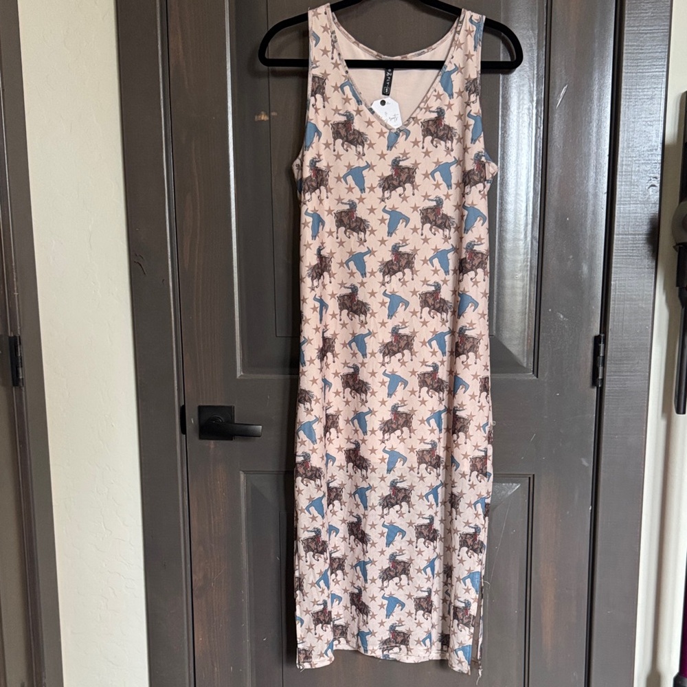 Sleeveless Horse Print Dress